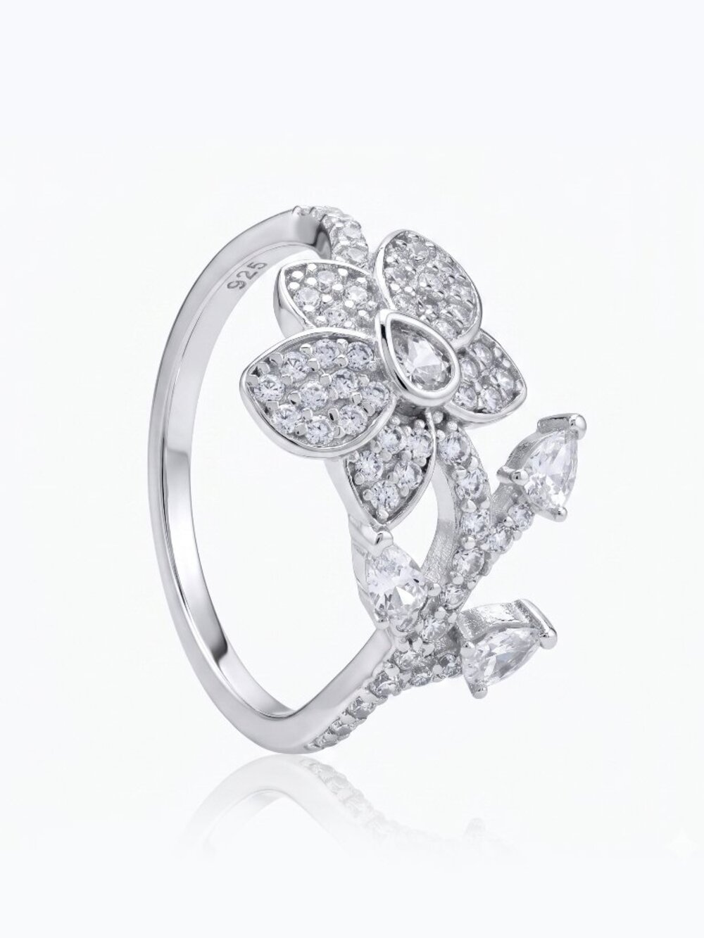 Floral Ring, 925 Sterling Silver Charmed Aroma Flower Collection